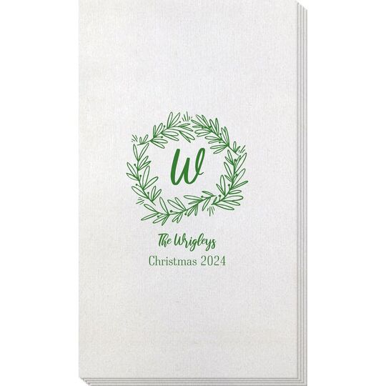 Initial Wreath Bamboo Luxe Guest Towels